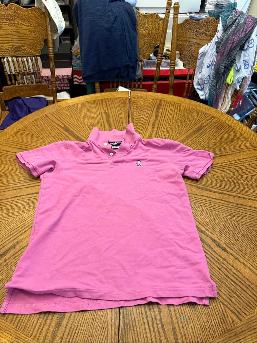 Psycho Bunny Kids Pink Short Sleeve Polo with Embroidered Logo